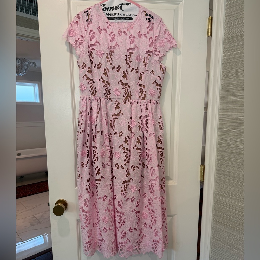 Self-Portrait Pink Lace midi Dress